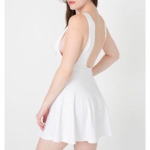 White Ponte Sleeveless Skater Dress
